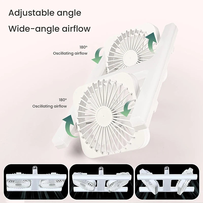 កង្ហារពិដាន E27 ក្បាលពីរអាចលៃតម្រូវមុំបាន 60W បញ្ជាពីចម្ងាយ LED កង្ហារស្ងាត់សម្រាប់បន្ទប់ទទួលភ្ញៀវបន្ទប់គេងបន្ទប់បរិភោគអាហារ