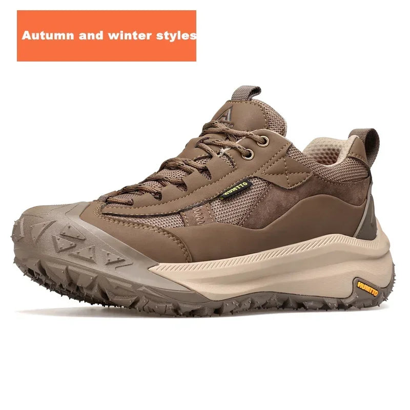 HUMTTO Men's Outdoor Sports Shoes Non-slip Trekking Shoes for Men Breathable Hiking Boots Leather Safety Walking Sneakers Man