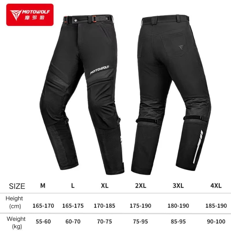 ខោជិះម៉ូតូរដូវក្តៅ Motowolf ខោម៉ូតូដែលមានវិញ្ញាបនបត្រ មានសំណាញ់ខ្យល់ចេញចូលបាន ប្រឆាំងនឹងរដូវស្លឹកឈើជ្រុះ ខោឆ្នូតឆ្លុះបញ្ចាំងសម្រាប់រដូវកាលទាំងបួន