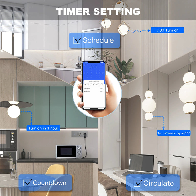 BSEED Wifi Wall Touch Switches 1/2/3Gang 1/2/3 Way Light Switch With Double EU Power Sockets Smart Life Google Alexa Control