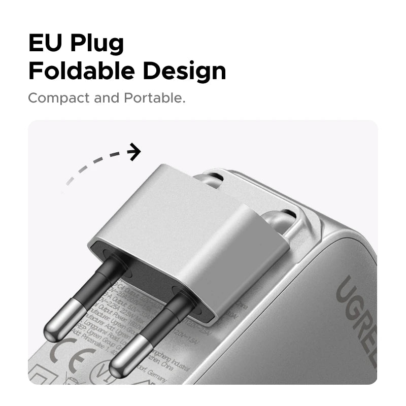 UGREEN 100W GaN Charger With Smart Display EU/UK/US Foldable Plug QC4.0 AVS For Macbook Pro Laptop iPhone 18 17 Pro iPad Samsung