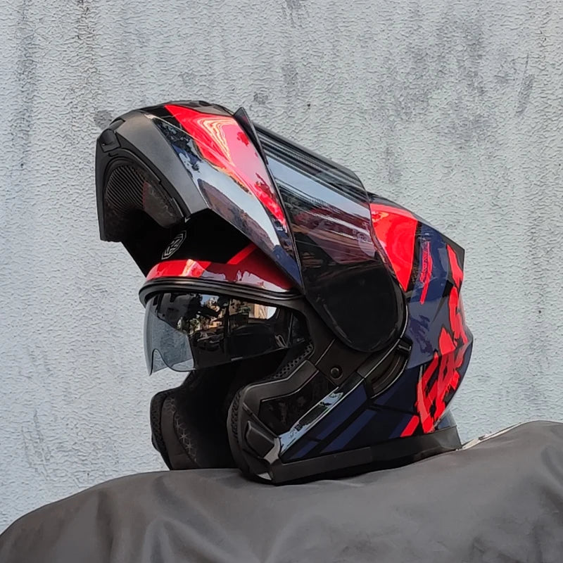 ORZ-162 motorcycle helmet, modular flipped full face helmet, long-distance off-road helmet with built-in sunshade