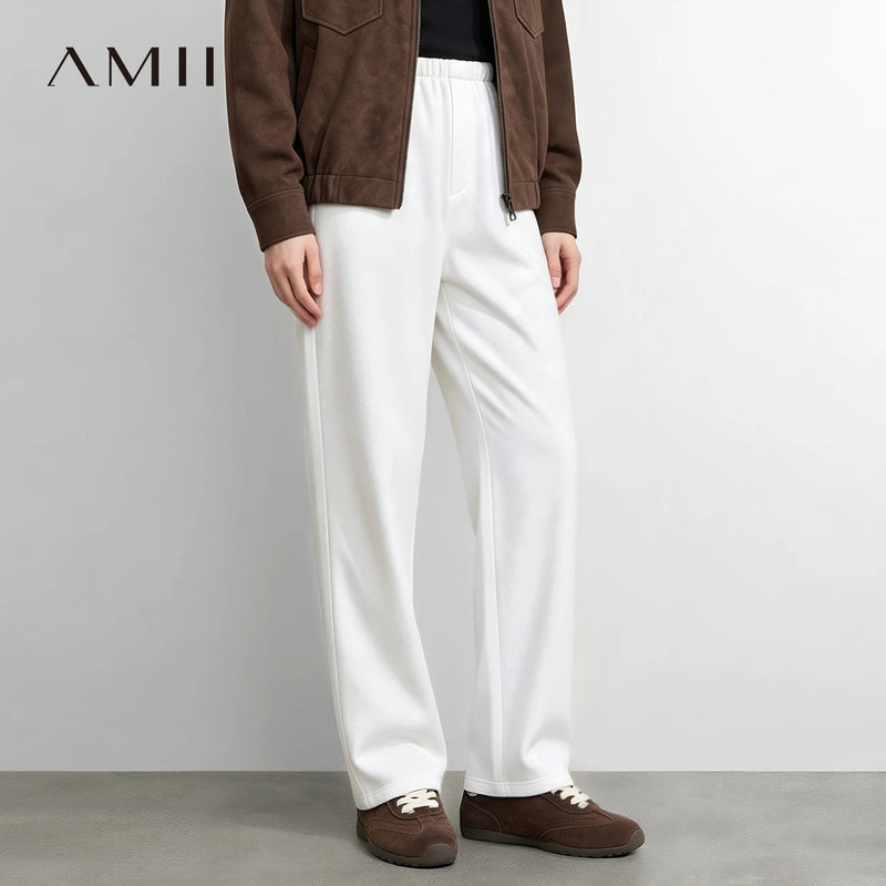 Amii Women's Tapered Pants Elastic Waist Slimming Warm Casual Commuter Winter 2026 New Collection Trousers for Women 12624011