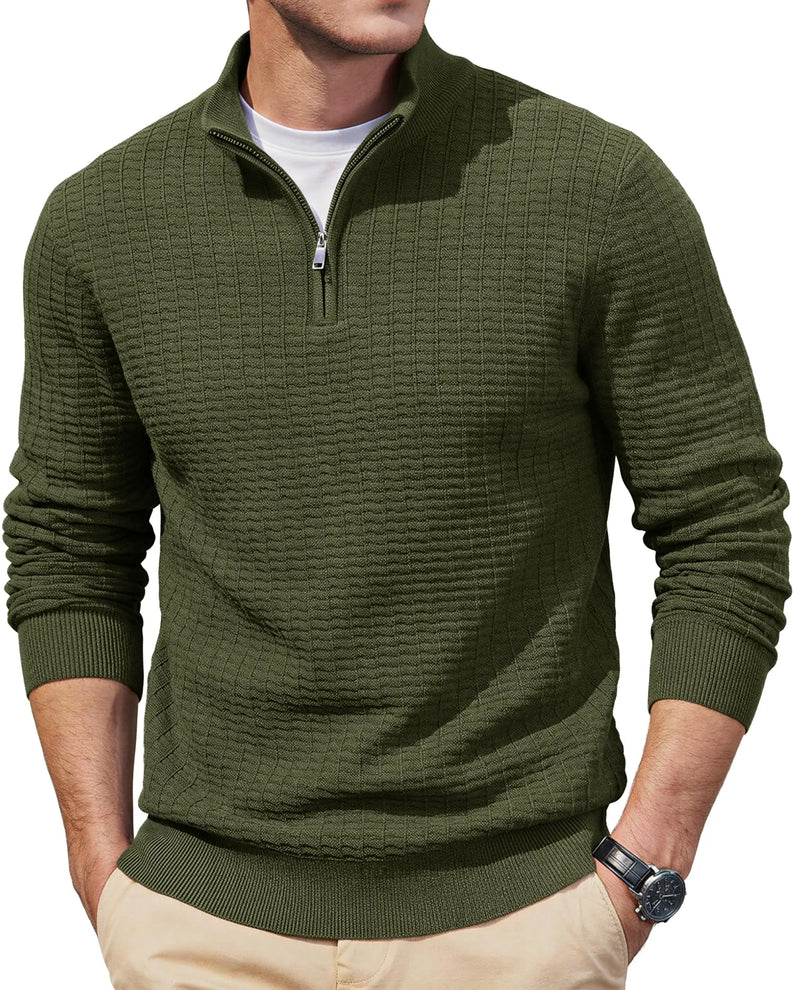 TACVASEN Men's Winter Quarter Zip Knitted Sweater Soft Pill proof Long Sleeve Sweaters Winter And Autumn Warm Pullover Sweaters