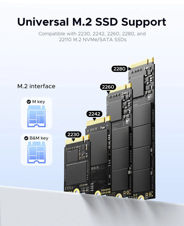 ORICO M.2 NVMe SATA SSD Enclosure Docking Station Aluminium Alloy USB 3.2 Gen 2 10Gbps External Docking Base Tool Free