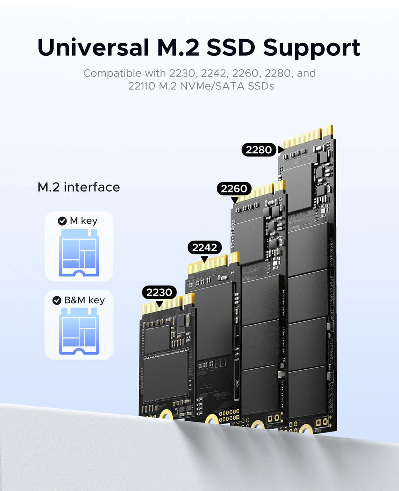 ORICO M.2 NVMe SATA SSD Enclosure Docking Station Aluminium Alloy USB 3.2 Gen 2 10Gbps External Docking Base Tool Free