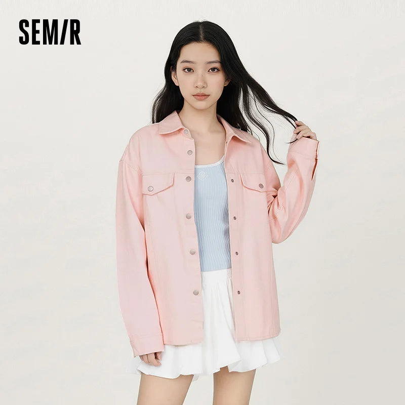 Semir Retro Shirt Women Long Sleeve Mid Length Drop Shoulder Oversize Fleece Minimalist Loose Slouchy Casual Blouse Spring