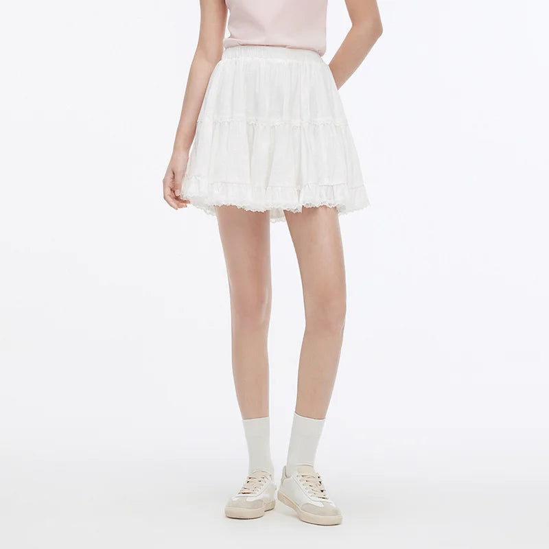 Semir Women Skirt Jacquard Lace Trim Fluffy Cake Dress A Line Minimalist Temperament Cute Mini 2026 Summer Top