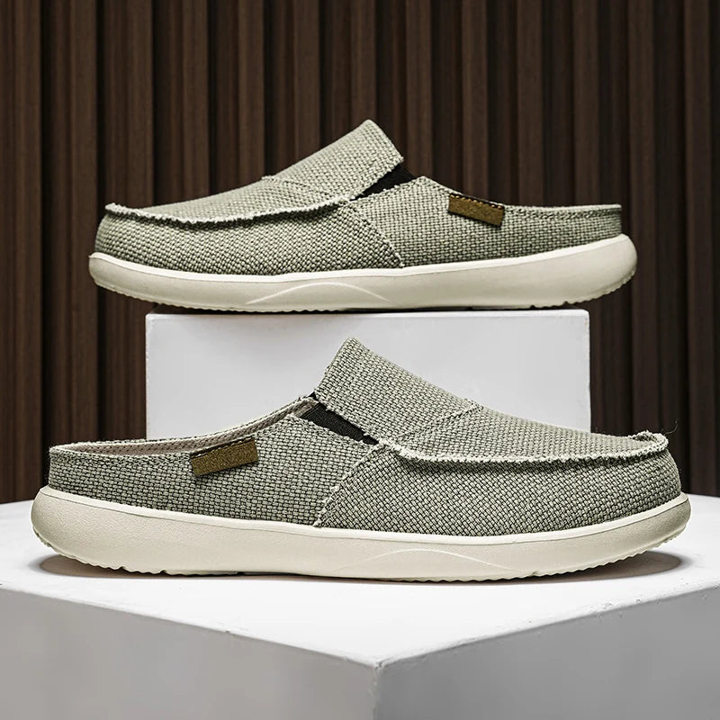 Mens Walking Shoes Ultra Light Mesh Breathable Half Slippers Summer Daily Commuting Versatile Casual Shoes 2025 New Hot Selling