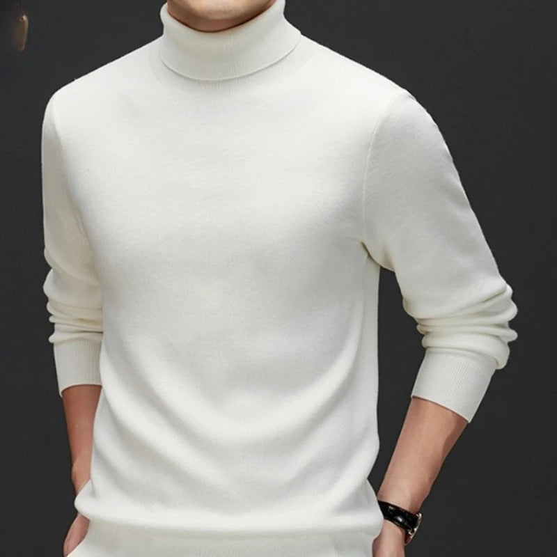 Men's Cashmere Blend Turtleneck, 480g 4A Anti-Pilling, Heavyweight Warm, Multi-Color WOOL
