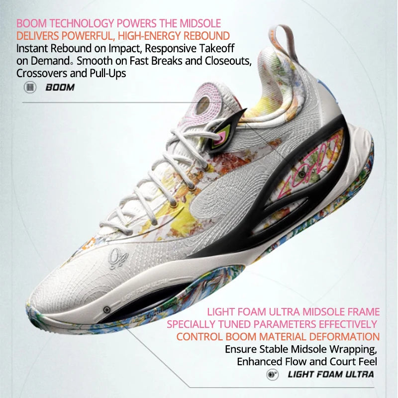 ស្បែកជើងបាល់បោះបុរស Li-Ning Wade DLO 2 On Court BOOM Cushion ស្បែកជើងកីឡាស្រាល ប្រើប្រាស់បានយូរ ABPW013