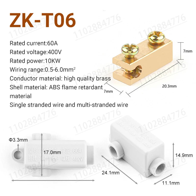 3PCS High Power Splitter Quick Wire Connector Terminal Block Electrical Cable Junction Box ZK-306 ZK-506 ZK-316 ZK516 Connectors
