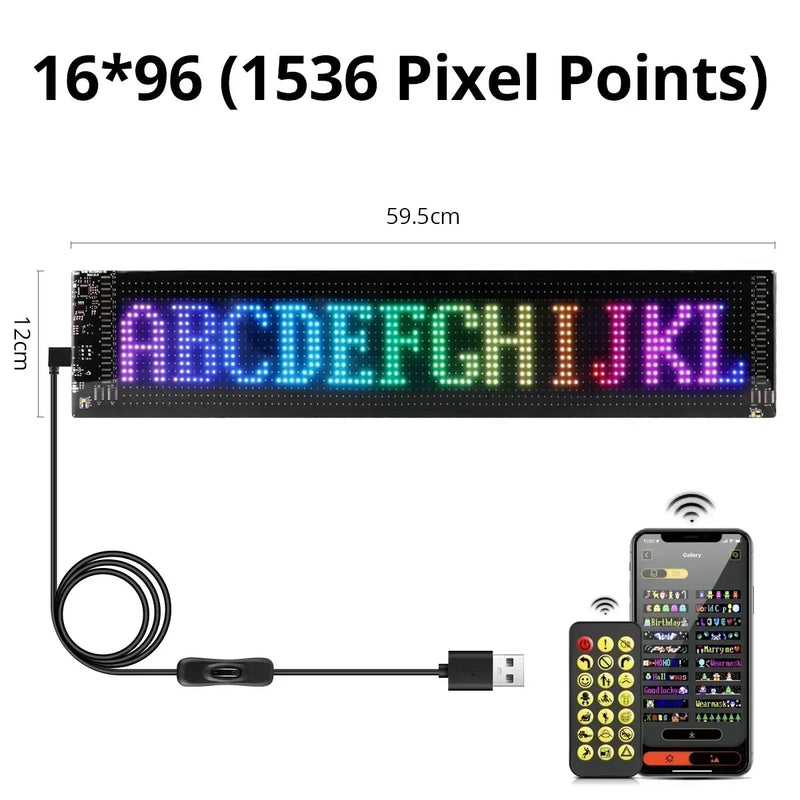 LED Matrix Pixel Screen App Bluetooth Control Flexible Display Screen DIY Programmable USB Plug-in Car Stores Hotels Bars Party