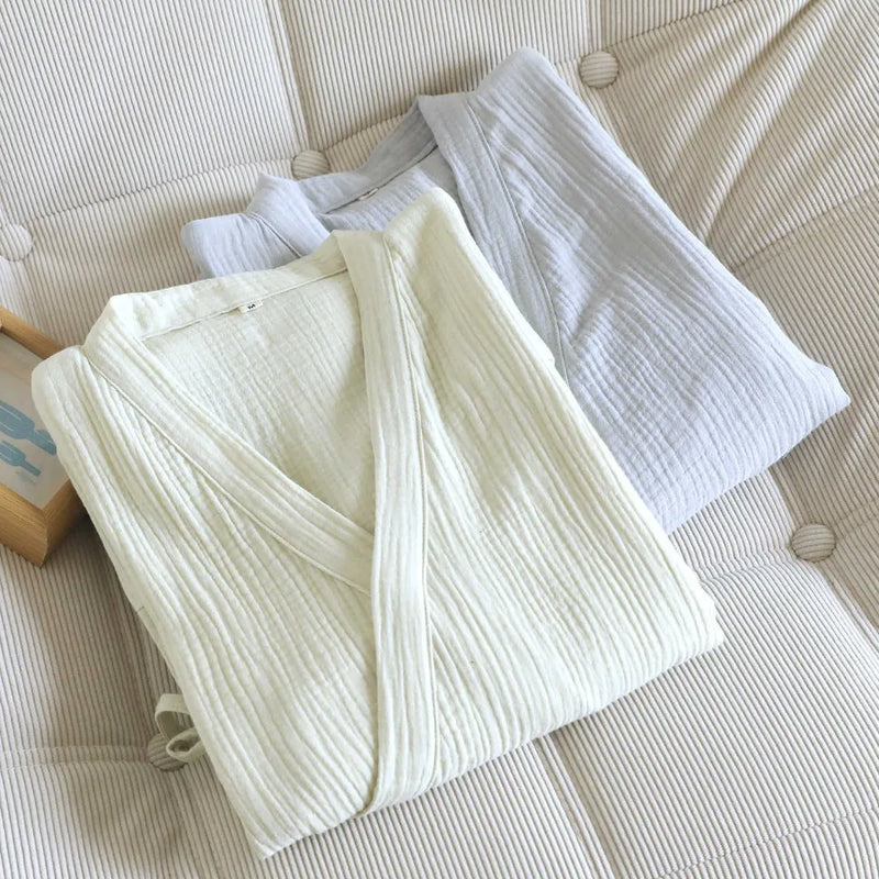Kimono Bathrobe Female Robe Nightwear for Woman Pure Cotton Short Sleeve Home Clothing 2026 New Summer Women's Sleeping Robe