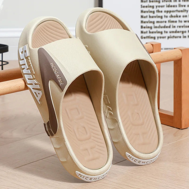 Men's Fashion Summer Thick Soles Wear-Resistant Indoor and Outdoor Slippers Bathroom Anti Slip Soft Soles Comfort Casual Sandals