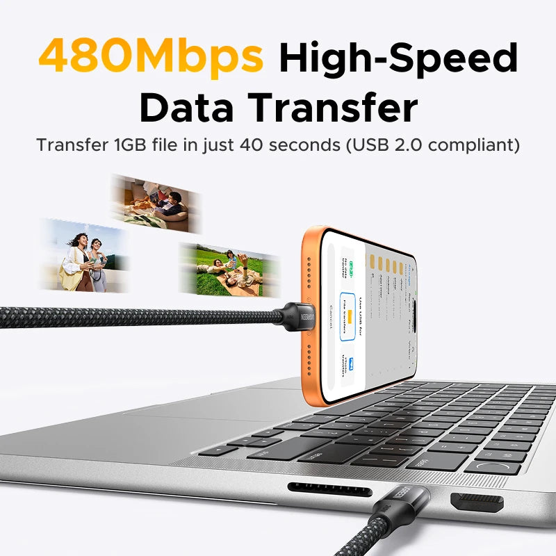 UGREEN PD3.1 240W USB C Braided Charging Cable 5A Fast Charging for Laptop MacBook Dell iPhone 18/17 Samsung 480Mbps Data Cord