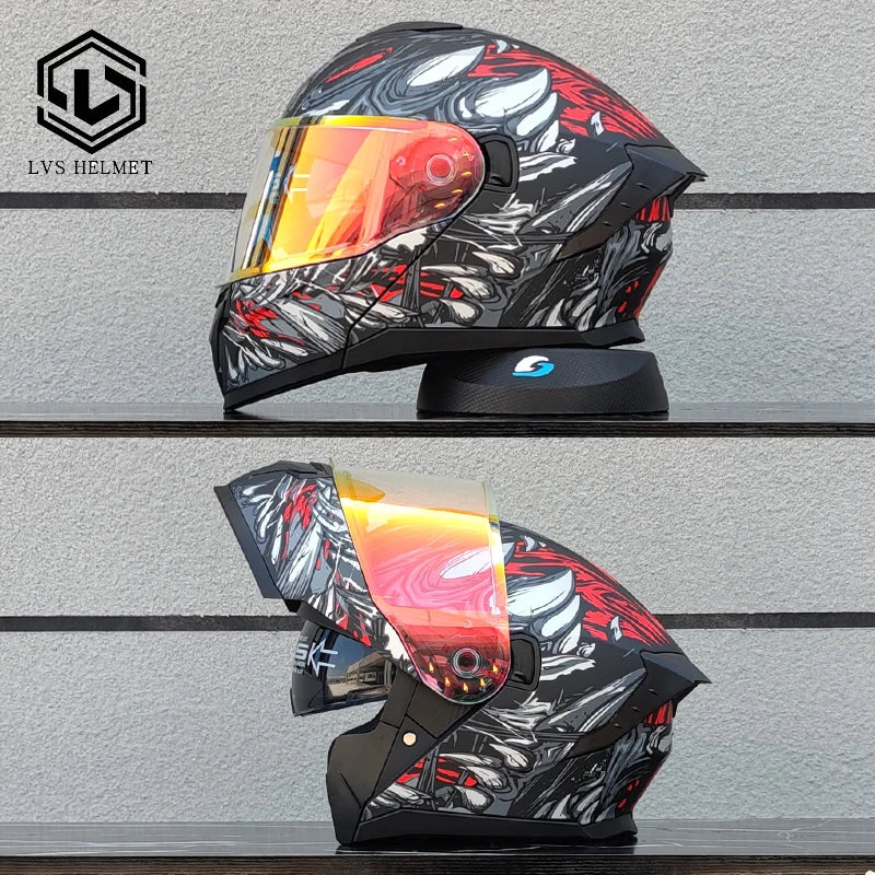 2025 latest motorcycle helmet modular flip helmet casque moto semi full duplex helmet suitable for both men and women LVS-909