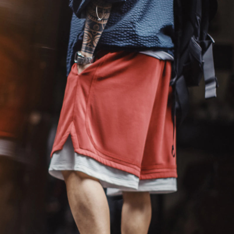 ខោខ្លីបុរស Maden បែបអាមេរិកាំង Retro Street Basketball បោះពុម្ពលើអាវយឺតប៉ាក់ ខ្យល់ចេញចូលបាន ទំហំ ៥ អ៊ីញ ខោហាត់ប្រាណប្រចាំថ្ងៃ រដូវក្ដៅ