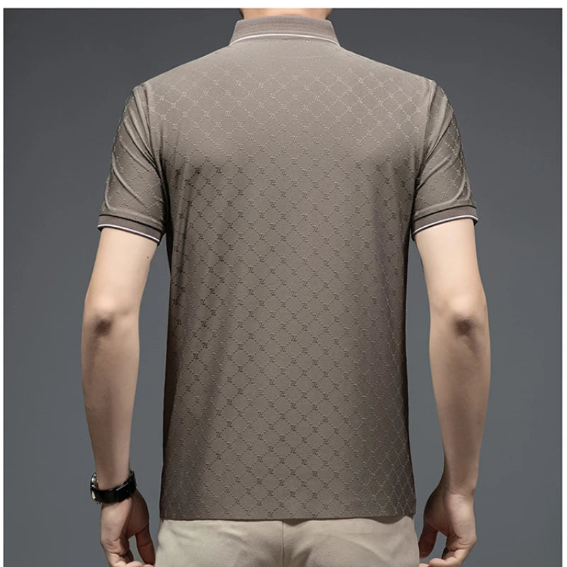 2024 Summer Standard Regular Polo Shirt, Summer Short-Sleeved Business Gentleman Men's T-shirt, Fashion High-Grade Dark Pattern