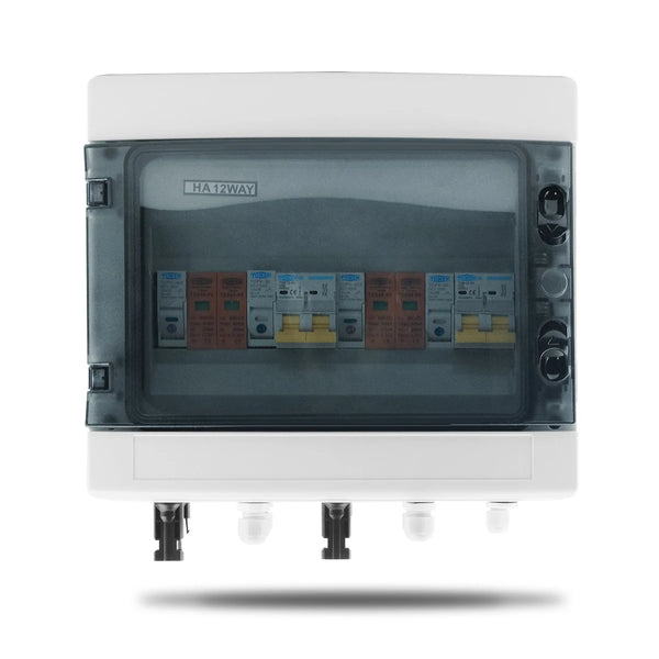 TOMZN Solar Photovoltaic PV Combiner Box With Lightning Protection 2 Input 2 Out DC 600V Fuse MCB SPD Waterproof Box IP65 12ways