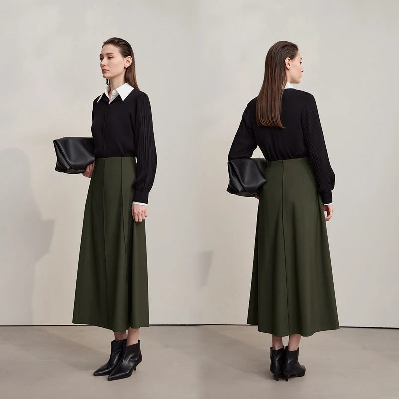 AMII Women's Skirt 2026 Autumn New Minimalist Solid Color Loose Skirts For Women Medium To Long Versatile A-shaped Skirt12524019