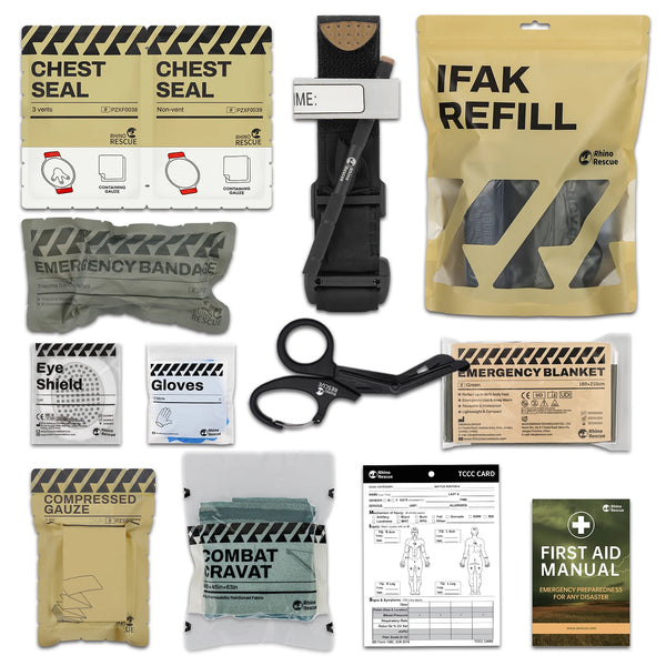 RHINO RESCUE First Aid Trauma Kit To Configure Survival Kit Outdoor Emergency Kit For Camping Hiking IFAK Refill Kit