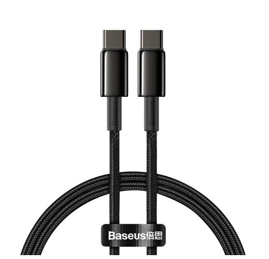 ខ្សែសាកទិន្នន័យ BASEUS PD100W សម្រាប់ iPhone 15 ក្បាលពីរ ប្រភេទ C ដល់ C 65W សាកលឿនសម្រាប់ Huawei Xiaomi Apple