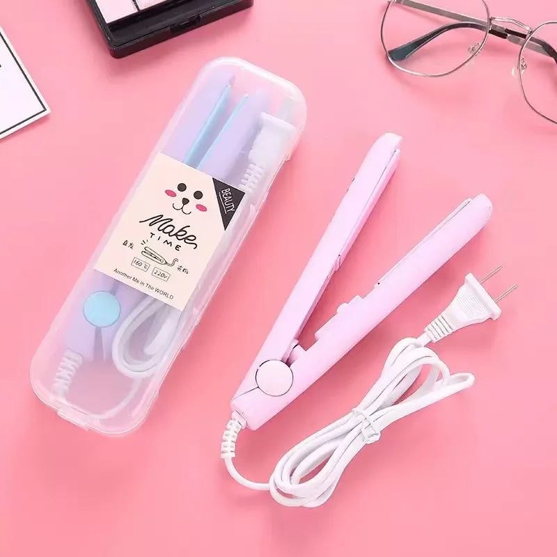 Portable Mini Flat Iron Dual Use Hair Straightener Curler Travel Bangs Styling Hair Tool