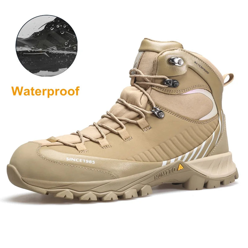 HUMTTO Waterproof Boots for Men Luxury Designer Outdoor Hiking Shoes Climbing Trekking Sneakers Leather Safety Mens Ankle Boots