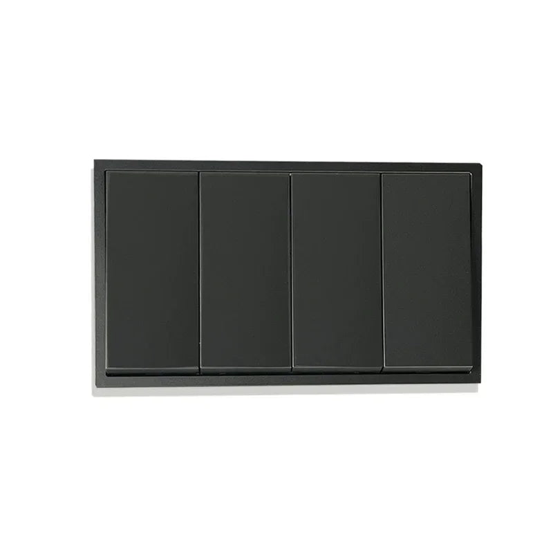 Uk/EU Luxury Black 6gang 1/2way 220V Wall Light Switch Panel, Grey 6*3 4gang2way Cross Kitchen Button Switch 146mm*86mm