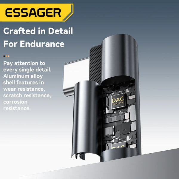 Essager L-shape Type-C to 3.5mm Jack Audio Adapter for iPhone 16 15 Samsung Lighting to 3.5mm Headphone Adapter for iPhone 14 1
