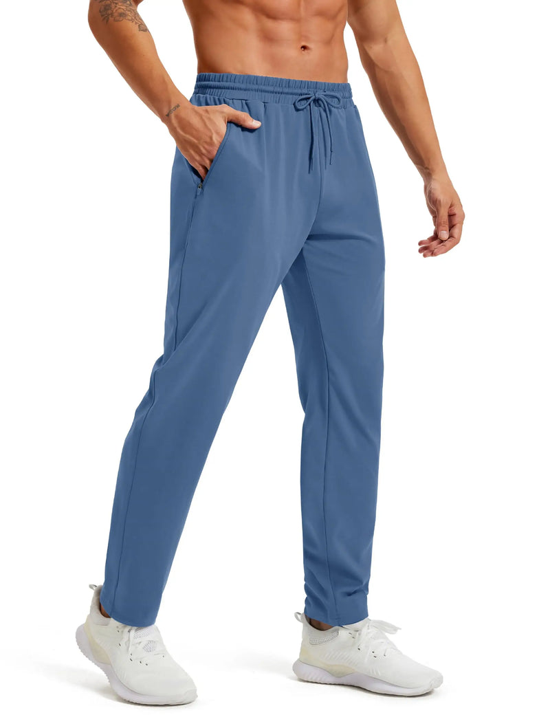 TACVASEN Men's Tapered Sweatpants with Zip Pockets Lightweight Quick Dry Running Jogging 4-Way Stretch Gym Track Athletic Pants