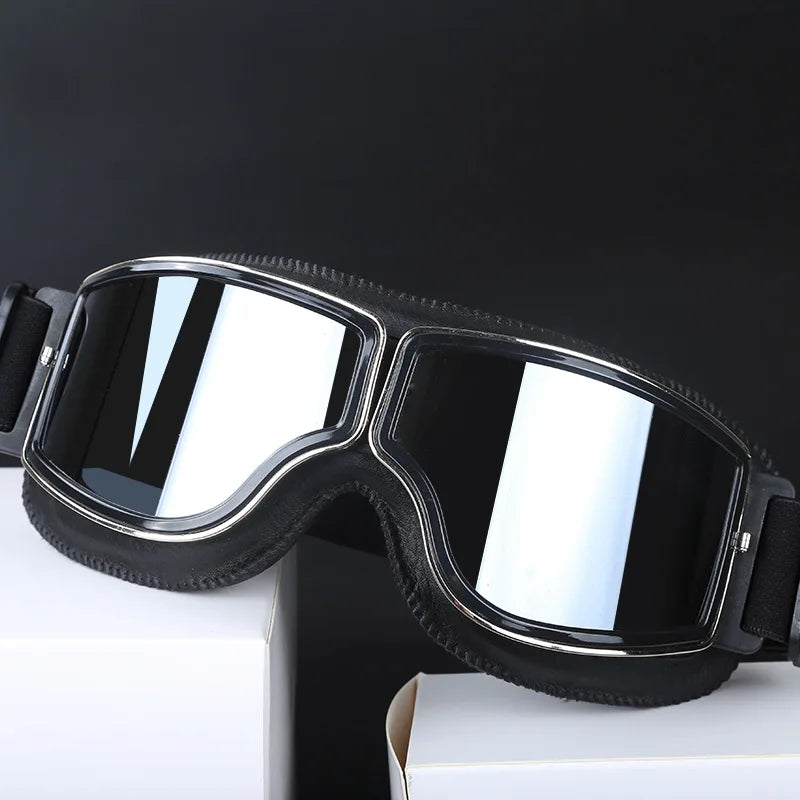Newest -Style Leather Goggles Vintage Motorcycle Goggles Vintage Motorcycle Goggles Retro Jet Helmet Glasses