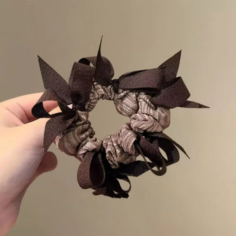 1pc Fashion Dongdaemun Inspired Woven Bow Scrunchies Large Intestine Hair Bands High Ponytails Meatball Buns Premium Textured