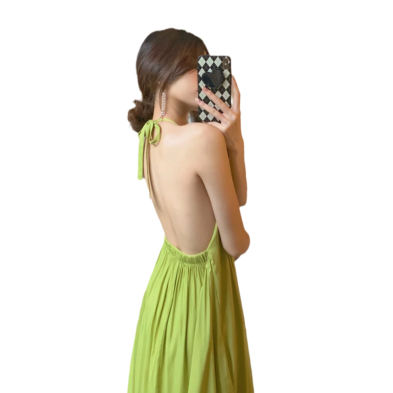 Summer Home Clothes Skinny Hollow Backless Loungewear Women Sexy Satin Nightdress Backless Temptation Pajamas Nightwear Female