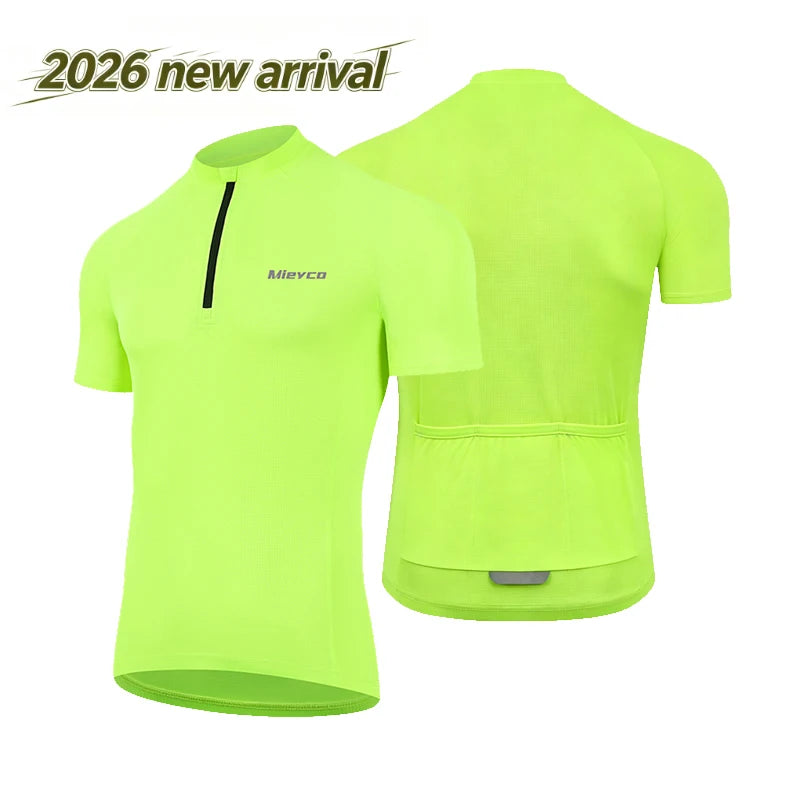 Mieyco Men's Short‑Sleeve Bike Cycling Jersey Quick Dry Moisture Wicking Breathable Biking Top With 3 Rear Pockets