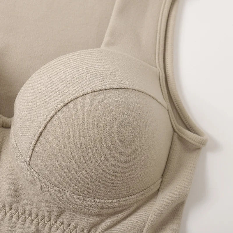 Thermal Vest German Velvet Chest Pad Underwear Bottoming Shirt Women Autumn Winter Sleepwear Top One Piece Pajamas Lingerie