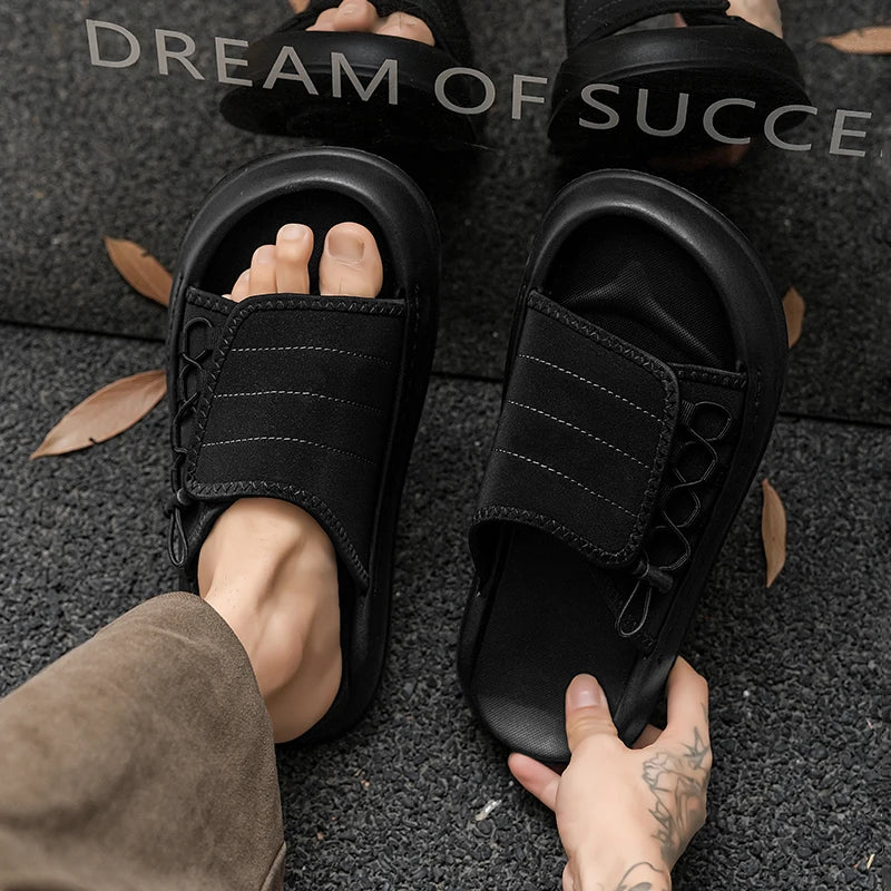 Men's Casual Slide Slippers Summer Breathable Lightweight Soft Sole Outdoor Beach Walking Shoes Slip On Sports Comfort Slippers