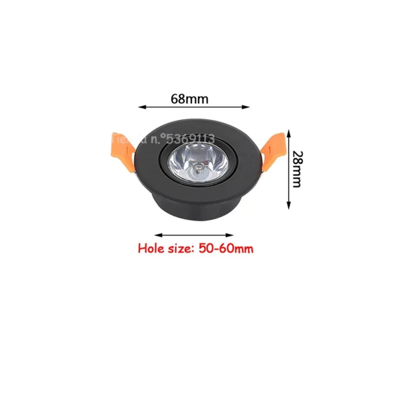COOINJOY 3W DC 12V Aluminum LED Downlight 50mm Cutout Dimmable Recessed Ceiling Light Round Spot with Driver Cutout Installation