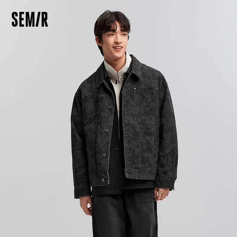 Semir Cotton Jacket Brushed Fabric Workwear Men 2025 Spring Fashion Style Comfortable Casual Outerwear Basic Long Sleeve