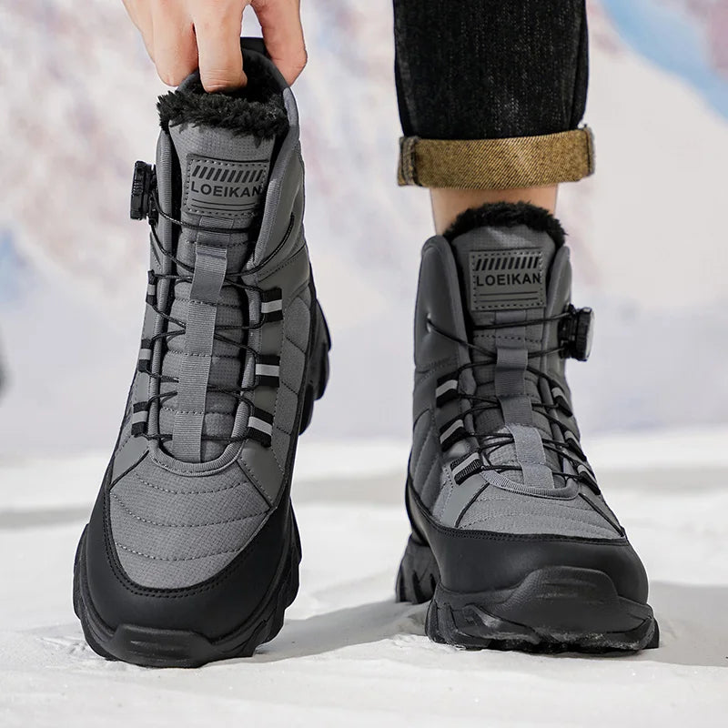 Men's Plus Size Casual Cotton Boots Winter New Warm Plush Soft Sole Anti-Slip Light Outdoor Comfort High-Top Snow Walking Boots