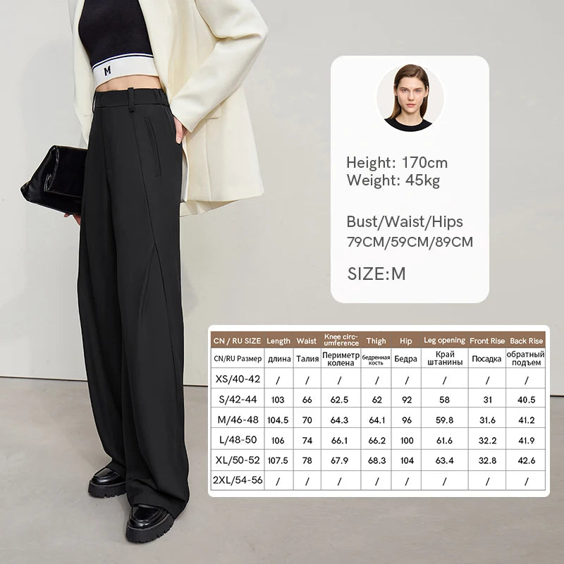 Amii Women's Loose Pants 2026 Autumn New Minimalism Commuter Anti-wrinkle Casual Pants Female Solid Wide Leg Trousers 12621034