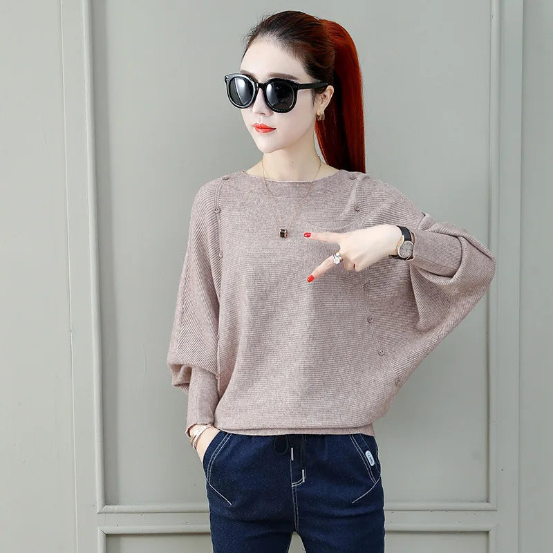 Loose Female Pullover Jumper Long-sleeved Knitted Sweater Women's New Bottoming Shirt Spring Autumn Winter Top Pull Femme