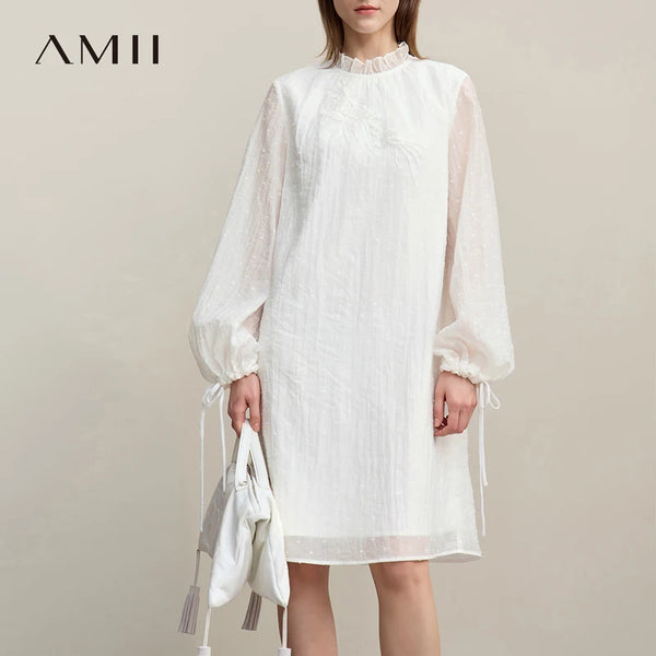 រ៉ូបនារី Amii ឆ្នាំ២០២៦ រដូវស្លឹកឈើជ្រុះ រ៉ូបកអាវថ្មី រចនាបែបប៉ាក់ ដៃអាវរលុង ឆើតឆាយ សម្លៀកបំពាក់នារី 12621064