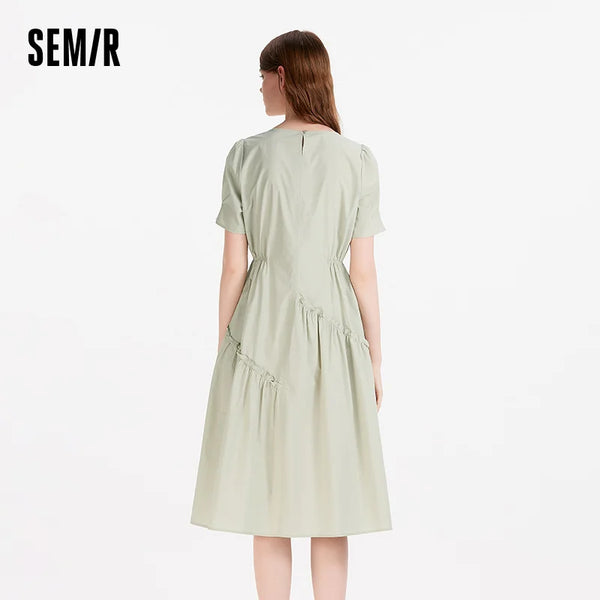 រ៉ូបស្ត្រី Semir ដៃអាវរាងមិនទៀងទាត់ រំយោល ចង្កេះតុបតែង មីឌីទាន់សម័យ 2026 ម៉ូដឆើតឆាយ ស្លៀកប្រចាំថ្ងៃធម្មតា