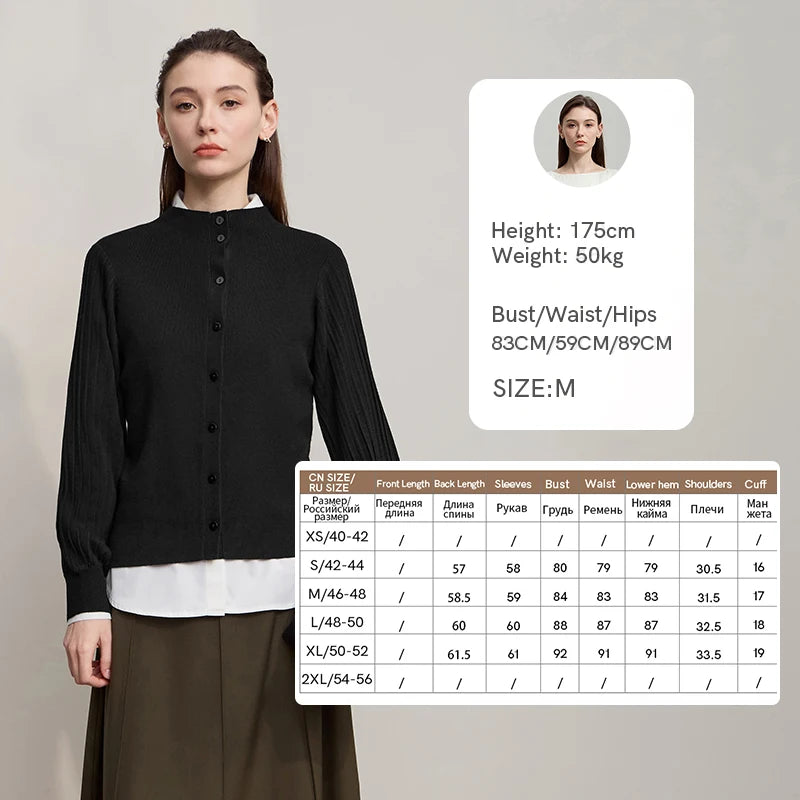 AMII Women's Cardigan Minimalist Half High Collar Cardigans Lady 2026 Autumn New Long Sleeves Slim-fit Female Sweater 12523097