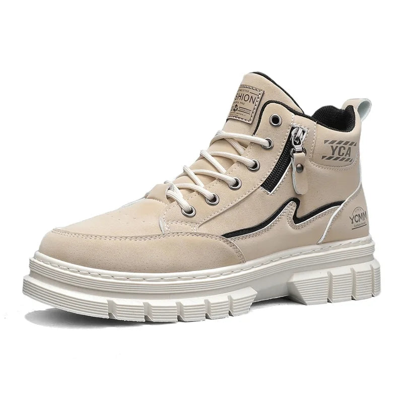 Men's boots four seasons high-top Joker thick-sole casual boots soft-sole non-slip sports outdoor boots fashion youth work boots