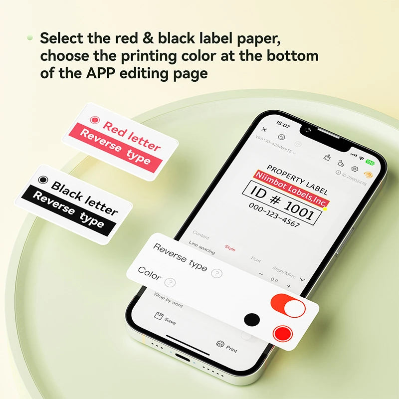 NiiMbot B21 Pro Thermal Printer Red Black Label Paper 300 DPI High-definition Printing Sticker for Warning Signs Supermarket