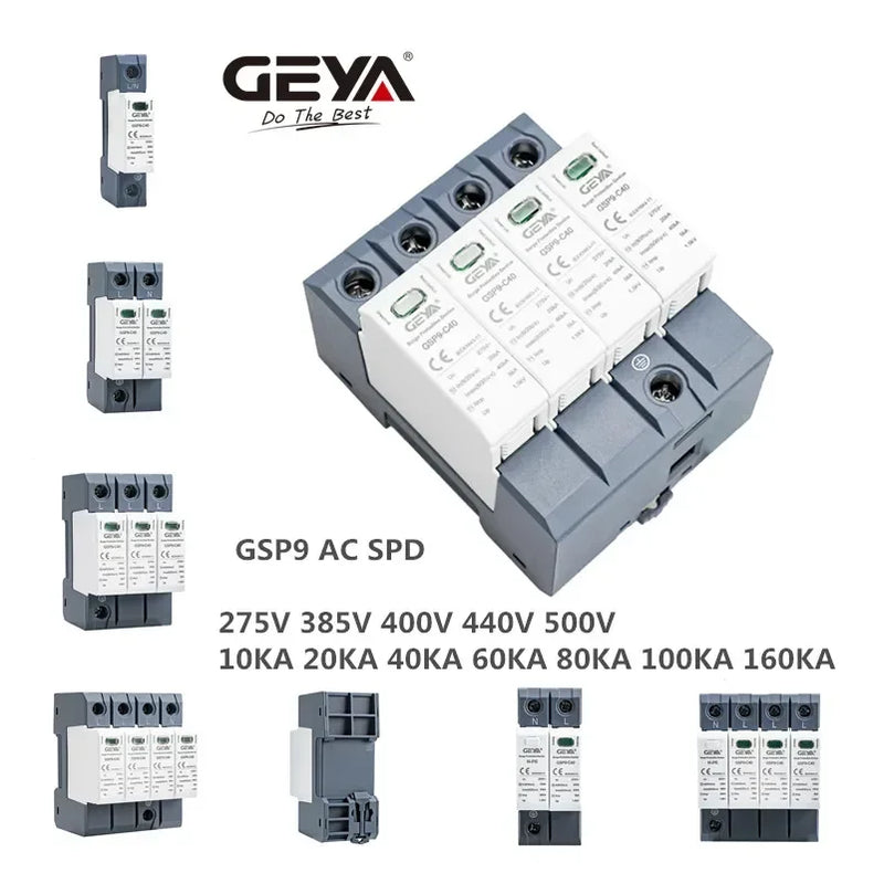 ឧបករណ៍ការពារការកើនឡើង GEYA GSP9 2P 4P 20KA-40KA SPD AC275V ឧបករណ៍ការពារការកើនឡើង SPD សម្រាប់ផ្ទះ 1P+N Din Rail