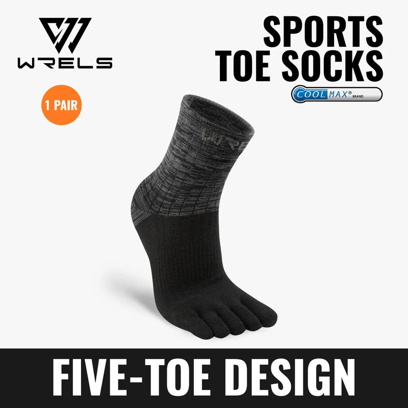 WRELS 1/2/3pairs COOLMAX Five Finger Socks for Men Women Running Athletic Breathable Quick Dry Soft Compression Toe Sports Socks